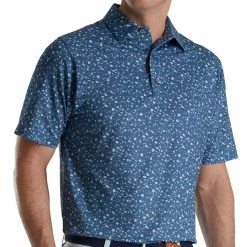 FootJoy Men&apos;s Terrazzo Print Lisle Self Collar Golf Polo -GOIF SHOP 9968697 800 auto