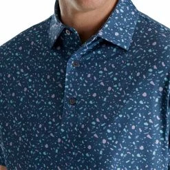 FootJoy Men&apos;s Terrazzo Print Lisle Self Collar Golf Polo -GOIF SHOP 9968698 800 auto